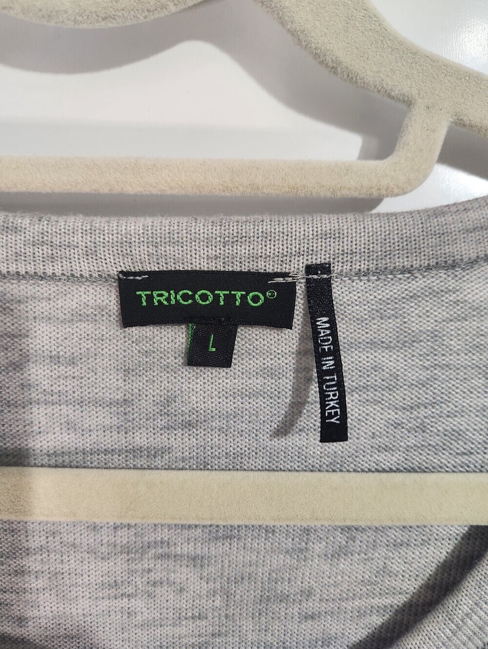 Tricotto Light Gray Knit Sweater with Dogs, Size Large - Picture 2 of 8